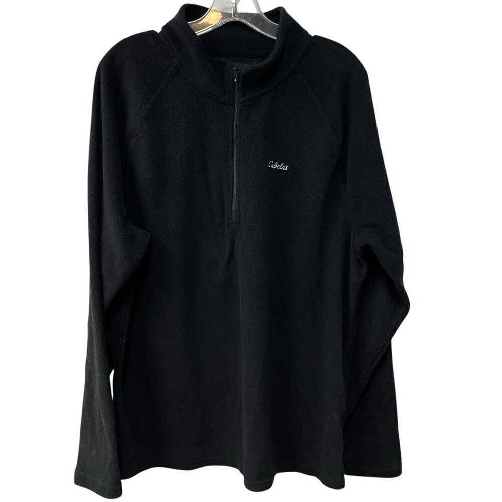 Cabela's Pullover Fleece Heavyweight Quarter Zip Thermal Jacket Black Sz Large